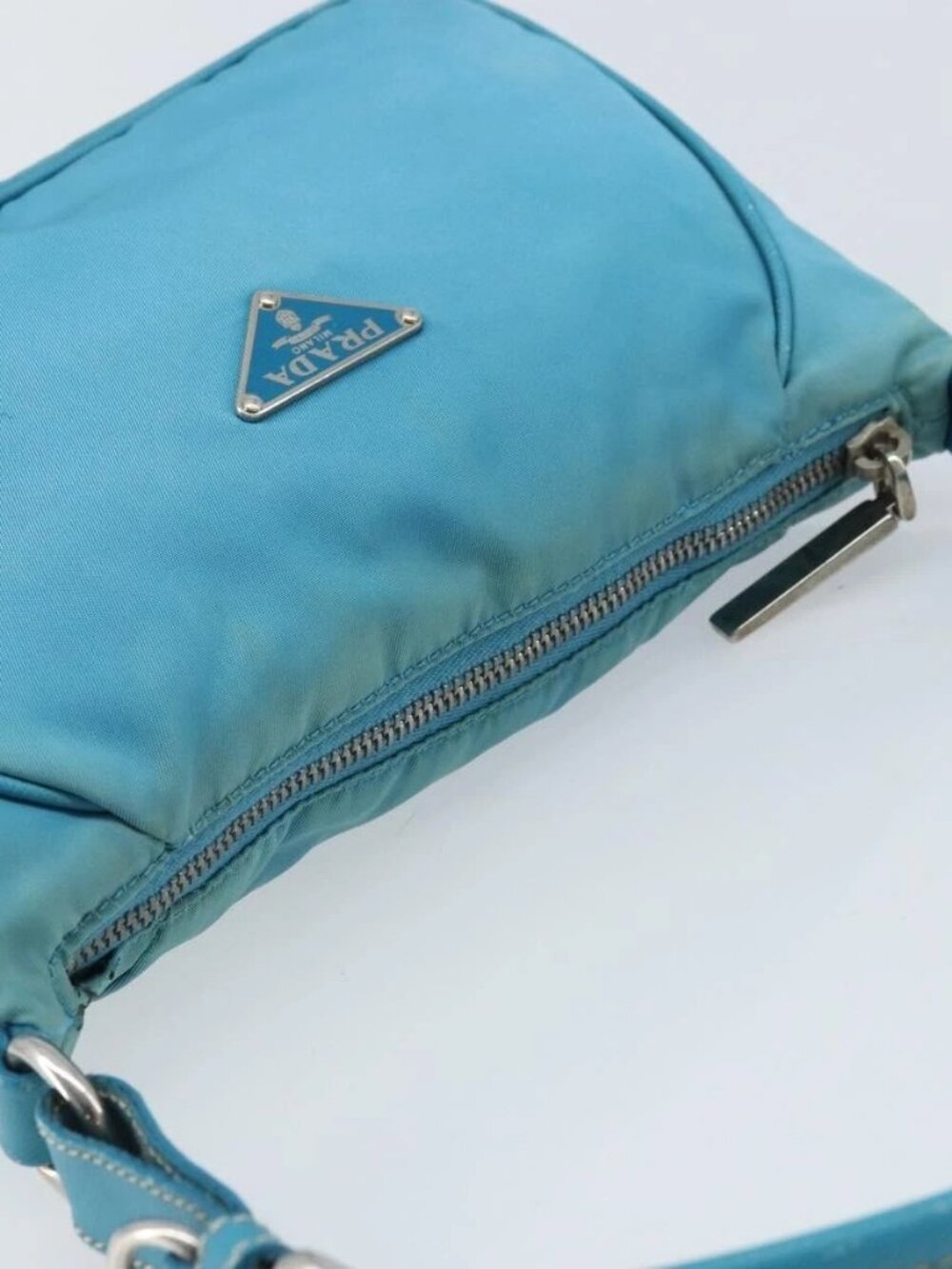 PRADA Shoulder Bag Nylon Light Blue Silver Auth LNZ298 - Picture 6 of 15